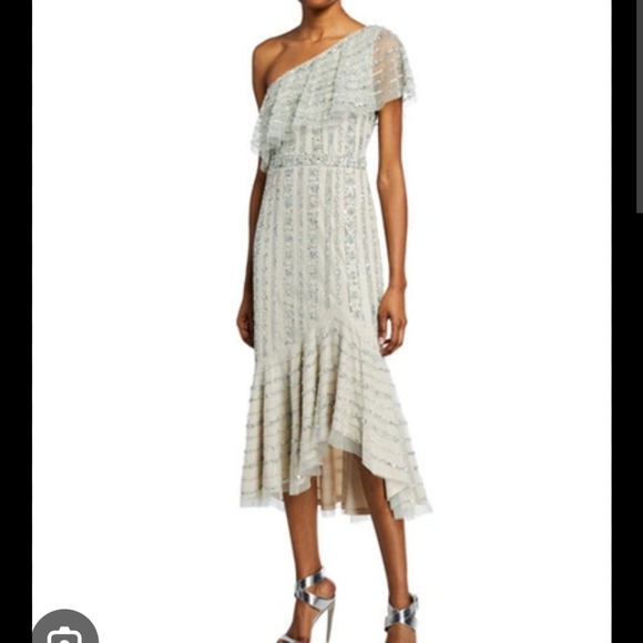 Aiden Mattox Size 4 sage green Beaded Midi Dress - Picture 2 of 5